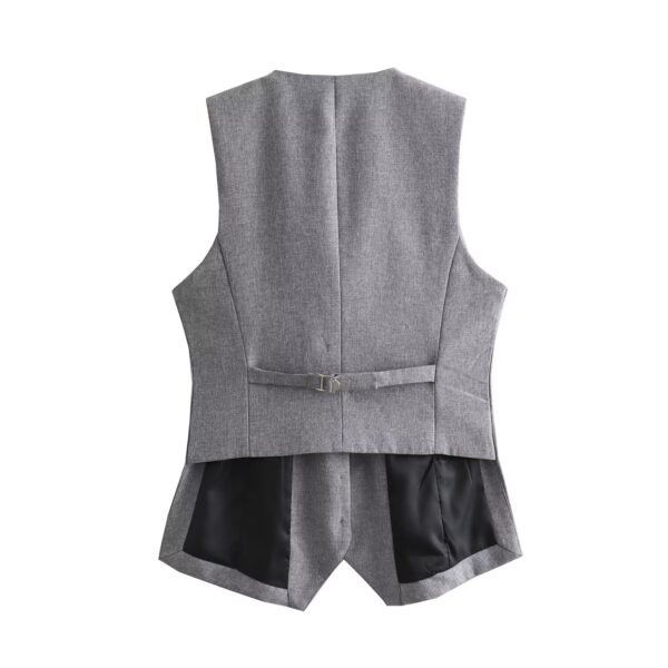 Spring Back Asymmetric Vest Women Vest Low Waist Straight Pants Work Pant - Image 3