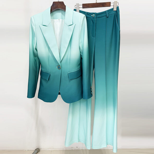 Goods Stars Gradient Color Slim Suit Flared Pants Suit Two Piece Suit - Image 3