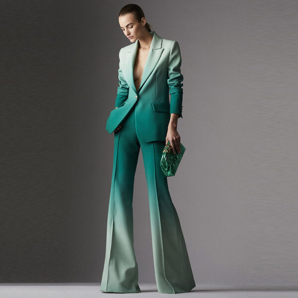 Goods Stars Gradient Color Slim Suit Flared Pants Suit Two Piece Suit