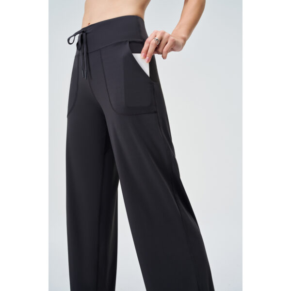 Spring Summer Micro Pull Yoga Pants Women High Waist Belly Contracting Outer Wear Hip Lifting Shaping Side Pocket Draping Wide Leg Pants - Image 2