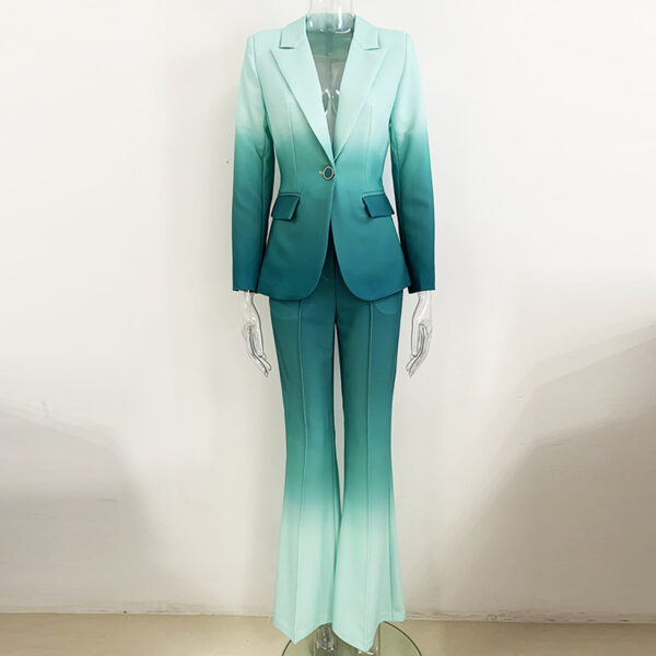 Goods Stars Gradient Color Slim Suit Flared Pants Suit Two Piece Suit - Image 2