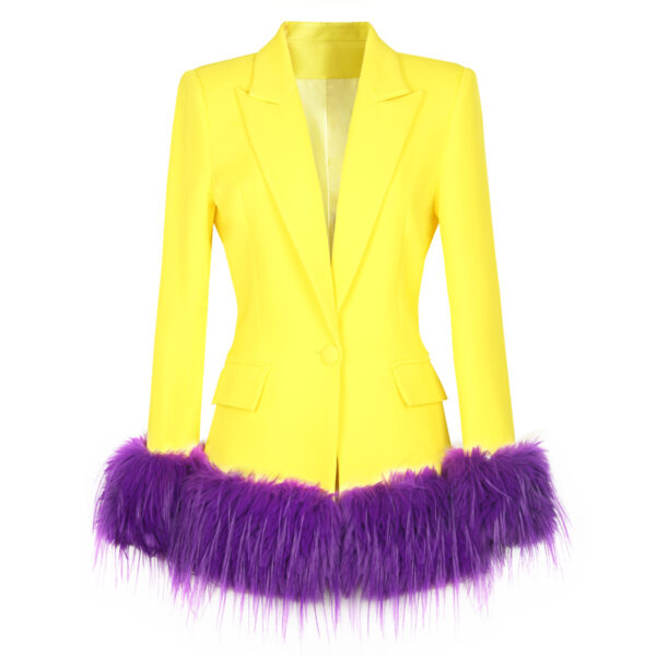 Fall Winter Blazer Detachable Feather Women Blazer - Image 2